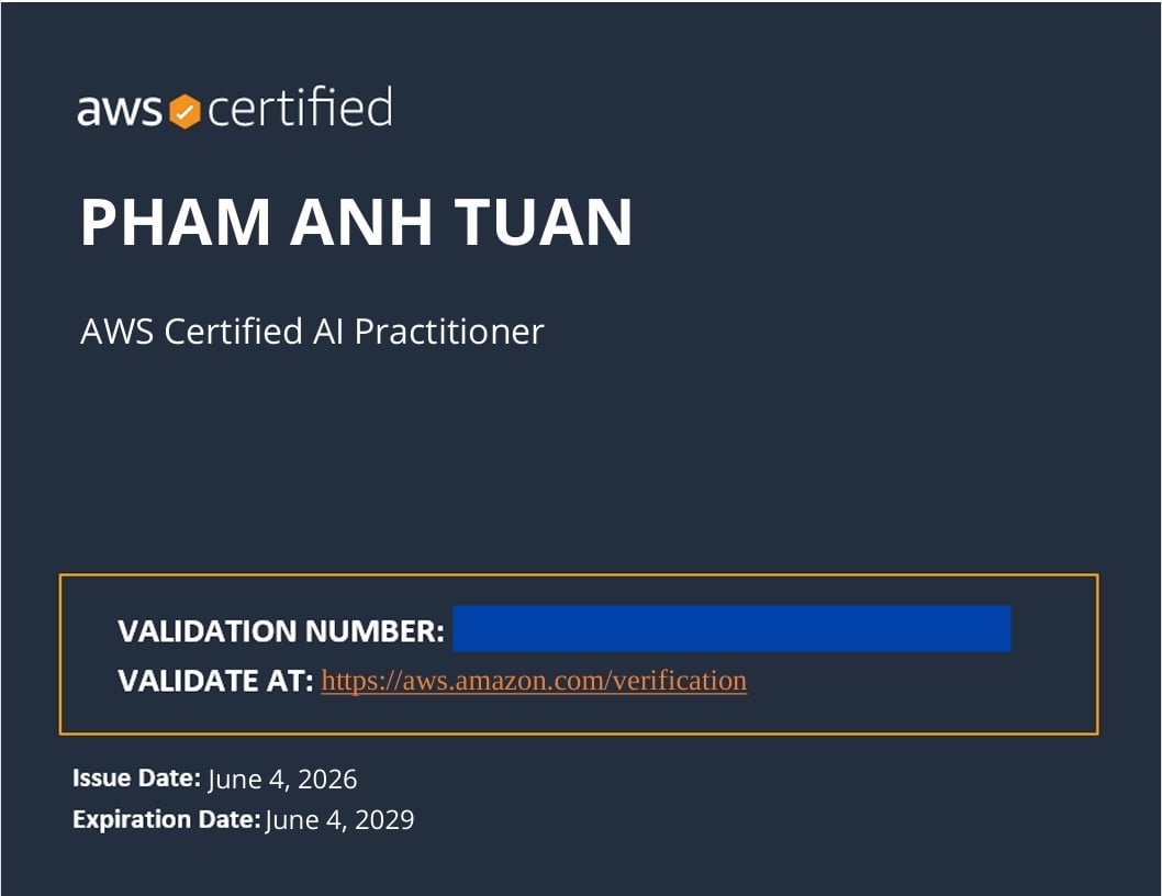 AWS Certified Al Practitioner earned by Nino Pham